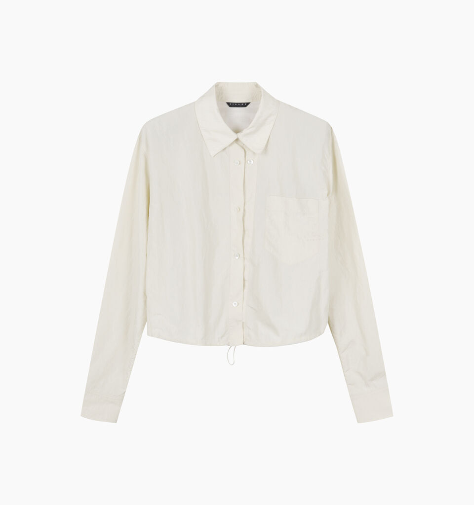 Cream cropped shirt with drawstring - sisley k shirts - Creamy White | Sisley K image number 1